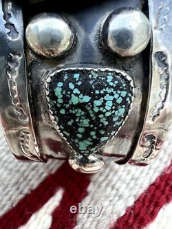 MASSIVE vintage Southwestern TURQUOISE CUFF bracelet 8 141g Navajo men sterling