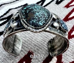 MASSIVE vintage Southwestern TURQUOISE CUFF bracelet 8 141g Navajo men sterling