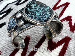 MASSIVE vintage Southwestern TURQUOISE CUFF bracelet 8 141g Navajo men sterling