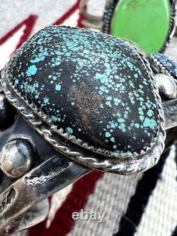 MASSIVE vintage Southwestern TURQUOISE CUFF bracelet 8 141g Navajo men sterling