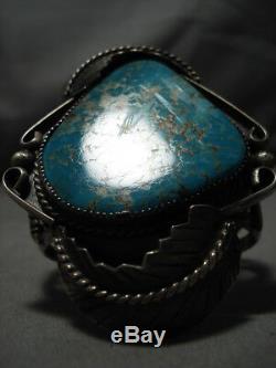 Magnificent Vintage Navajo #8 Turquoise Sterling Silver Bracelet Old