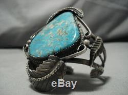 Magnificent Vintage Navajo #8 Turquoise Sterling Silver Bracelet Old