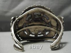 Magnificent Vintage Navajo Teardrop Turquoise Sterling Silver Bracelet Old