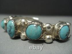 Magnificent Vintage Navajo Turquoise Sterling Silver Bracelet