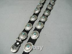 Marvelous Vintage Navajo Sleeping Beauty Turquoise Sterling Silver Concho Belt