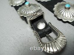Marvelous Vintage Navajo Sleeping Beauty Turquoise Sterling Silver Concho Belt
