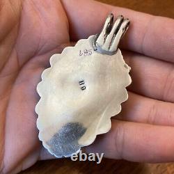 Massive HG Navajo Vintage Nugget Sea Foam Turquoise Pendant Sterling Silver B