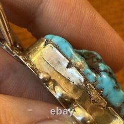 Massive HG Navajo Vintage Nugget Sea Foam Turquoise Pendant Sterling Silver B