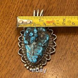 Massive HG Navajo Vintage Nugget Sea Foam Turquoise Pendant Sterling Silver B