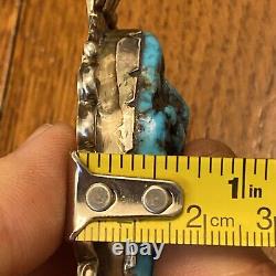 Massive HG Navajo Vintage Nugget Sea Foam Turquoise Pendant Sterling Silver B