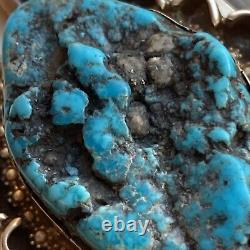 Massive HG Navajo Vintage Nugget Sea Foam Turquoise Pendant Sterling Silver B