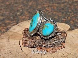 Massive Vintage Navajo Cuff Turquoise Bracelet 135 grams Leander Nez Signed Sz 7