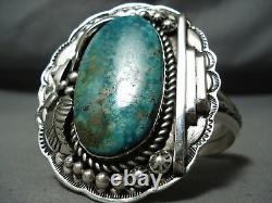 Massive Vintage Navajo Pilot Mountain Turquoise Sterling Silver Bracelet