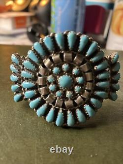 Mel Benally Vintage Navajo Sterling Silver & Turquoise Cuff Bracelet. 925