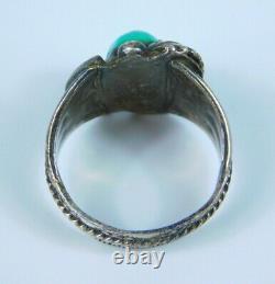 Men's Old Pawn Vintage Navajo Sterling Silver Turquoise Heavy Ring Size 14