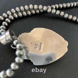 Mens Navajo Pearls Sterling Silver Blue PM Turquoise Necklace Pendant Gift 11138