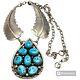 Mesmerizing VINTAGE NAVAJO Kingman TURQUOISE CLUSTER STERLING SILVER NECKLACE