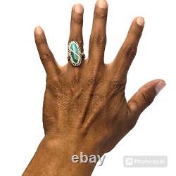 Mesmerizing VINTAGE NAVAJO Royston TURQUOISE STERLING SILVER INLAY RINGsz9