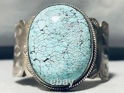 Micro Spiderweb! Vintage Navajo Turquoise Sterling Silver Bracelet