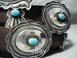 Most Detailed Vintage Navajo Link Firendly Turquoise Sterling Silver Concho Belt