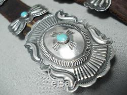 Most Detailed Vintage Navajo Link Firendly Turquoise Sterling Silver Concho Belt