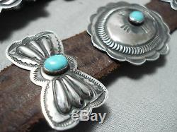 Most Detailed Vintage Navajo Link Firendly Turquoise Sterling Silver Concho Belt