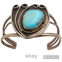 Museum High Grade Dry Creek Turquoise Vintage Navajo Sterling Silver Bracelet