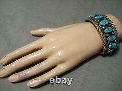 Museum Vintage Navajo Classic Authentic Turquoise Sterling Silver Bracelet Old