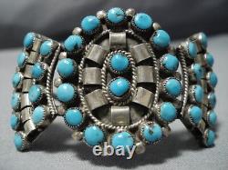 Museum Vintage Navajo Deep Blue Turquoise Sterling Silver Bracelet Old