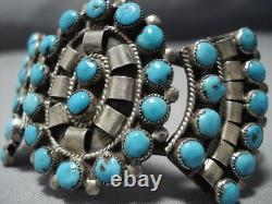 Museum Vintage Navajo Deep Blue Turquoise Sterling Silver Bracelet Old