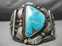 Museum Vintage Navajo Old Morenci Turquoise Sterling Silver Bracelet Old