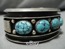 Museum Vintage Navajo Spiderweb Turquoise Sterling Silver Bracelet Old