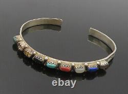 NAVAJO 925 Silver Vintage Turquoise Onyx & Multi-Stone Cuff Bracelet BT6622
