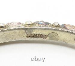 NAVAJO 925 Silver Vintage Turquoise Onyx & Multi-Stone Cuff Bracelet BT6622