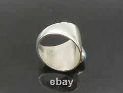 NAVAJO 925 Silver Vintage Turquoise Shiny Tapered Band Ring Sz 10 RG23937