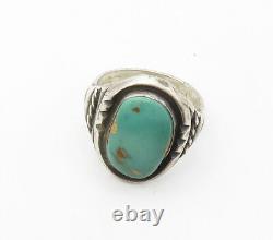 NAVAJO 925 Sterling Silver Vintage Large Turquoise Band Ring Sz 11.5 RG16841