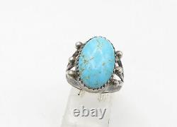 NAVAJO 925 Sterling Silver Vintage Turquoise Cocktail Ring Sz 8.5 RG21549
