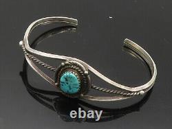 NAVAJO 925 Sterling Silver Vintage Turquoise Twist Cuff Bracelet BT7192