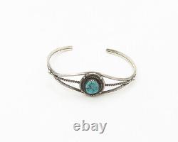 NAVAJO 925 Sterling Silver Vintage Turquoise Twist Cuff Bracelet BT7192