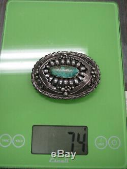 NAVAJO STERLING SILVER TURQUOISE HIPPIE BELT BUCKLE! VINTAGE! RARE! 1970s! 74g