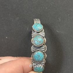 NAVAJO Vintage Native Turquoise Stone Thunderbird Bracelet