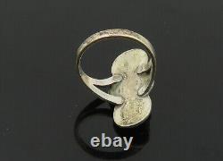 NAVAJO ZUNI 925 Silver Vintage Turquoise 2 Stone Band Ring Sz 8.5 RG21087