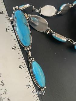 NWT Native Am NAVAJO Sterling Silver Kingman TURQUOISE LARIAT Necklace 11571