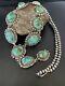 NWT Sterling Silver Necklace Nativ Am NAVAJO SONORAN GOLD TURQUOISE LARIAT 10479