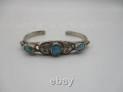 Native American Navajo Sterling Turquoise Cuff Bracelet Vintage