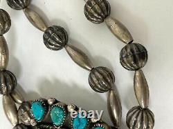Native American Navajo Vintage Silver Turquoise Squash Blossom Mike Yazzie