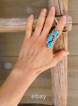 Native American Vintage Navajo Sterling Silver Large Turquoise Ring
