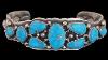 Navajo 9 Morenci Turquoise Stones Bracelet By Victor Begay 34