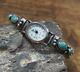 Navajo ANDY CADMAN Sterling Turquoise Watch Tips With Watch Signed Vintage