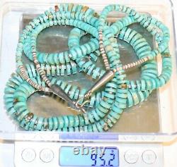 Navajo Artisan Made Hand Crafted Vintage 2 Strand Sliced Turquoise Bead Necklace